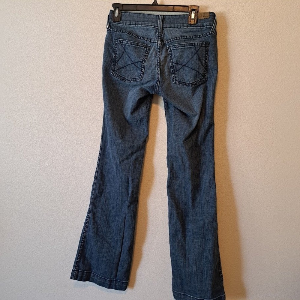 Ariat Denim Trouser Jeans Womens 27L Medium Wash Wide Leg Western Blue Denim - Picture 2 of 6
